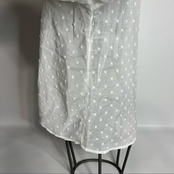 MINKPINK Sheer Dot White V-Neck Tassel Juliette Smocked Blouse Size Medium - Picture 10 of 13